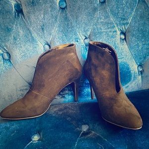 Black faux suede ankle boots